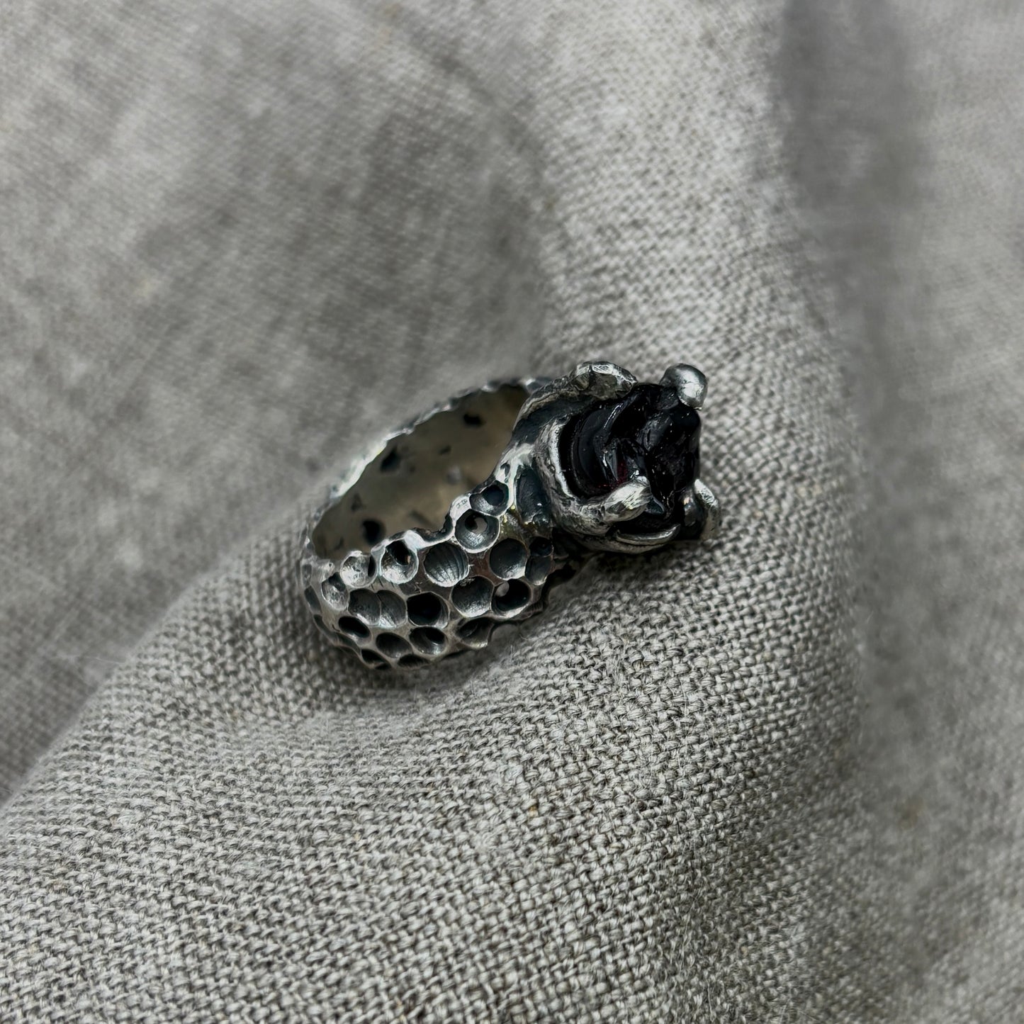 Textured Ring / Red Garnet