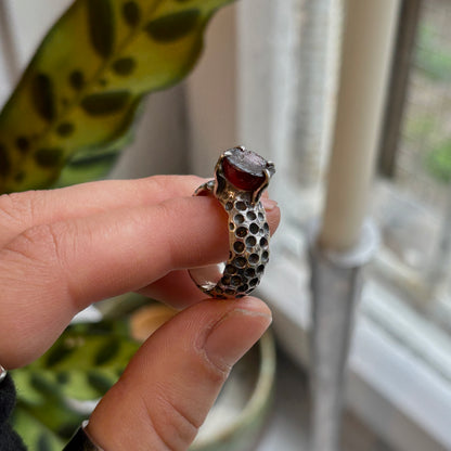 Textured Ring / Red Garnet