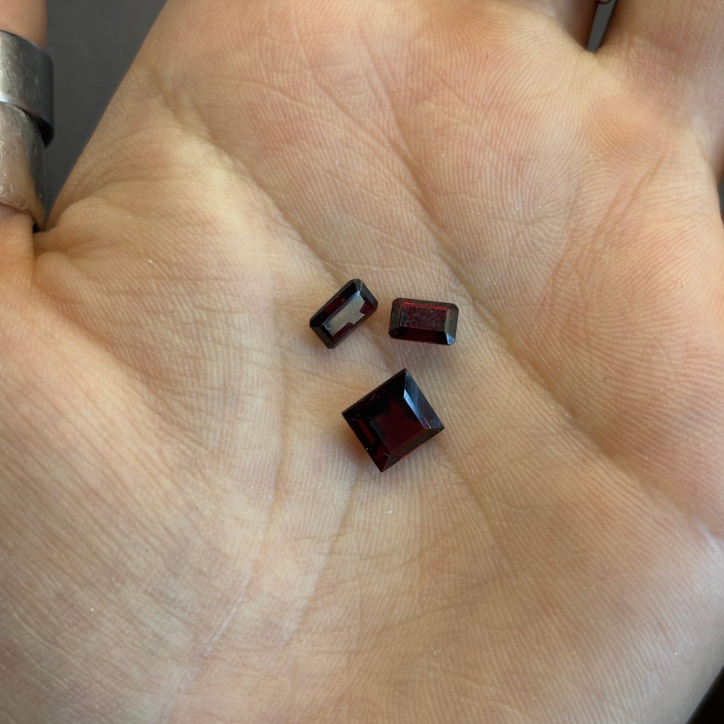 Red Garnets Faceted Square/Rectangle