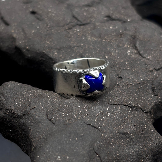 Pochote Band Thin Lapis Lazuli / Silver